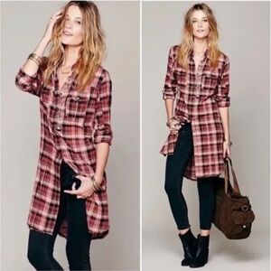 Free People plaid shirt dress